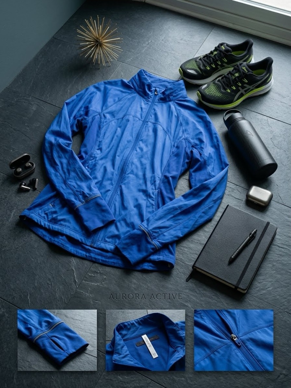 Lululemon Sapphire Blue Rush Hour Running Jacket w/ Stowable Hood - Size 12